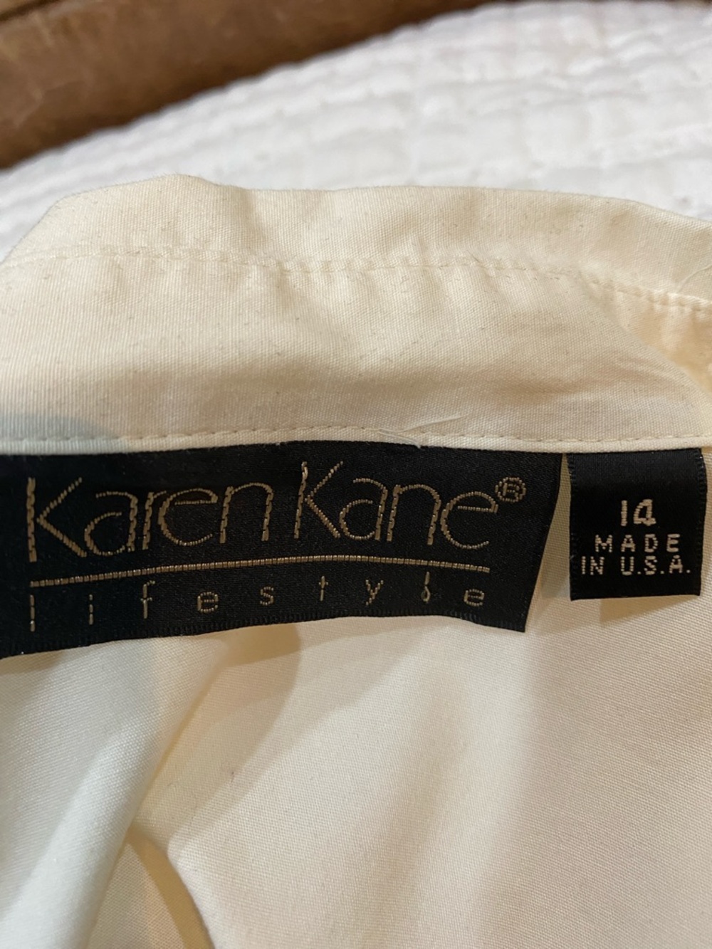 Karen Kane 100% Cotton Cream Button-Down Blouse USA Made - Picture 4 of 5